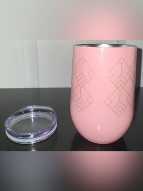 The Laundry Room Pink Stainless Steel Tumbler with Gold Geometric Accents